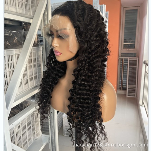 Deep Wave Natural Hair Curly Lace Wig hd Transparent Swiss Lace Front Wigs Raw Virgin India Hair Human Hair Wigs for Black Women